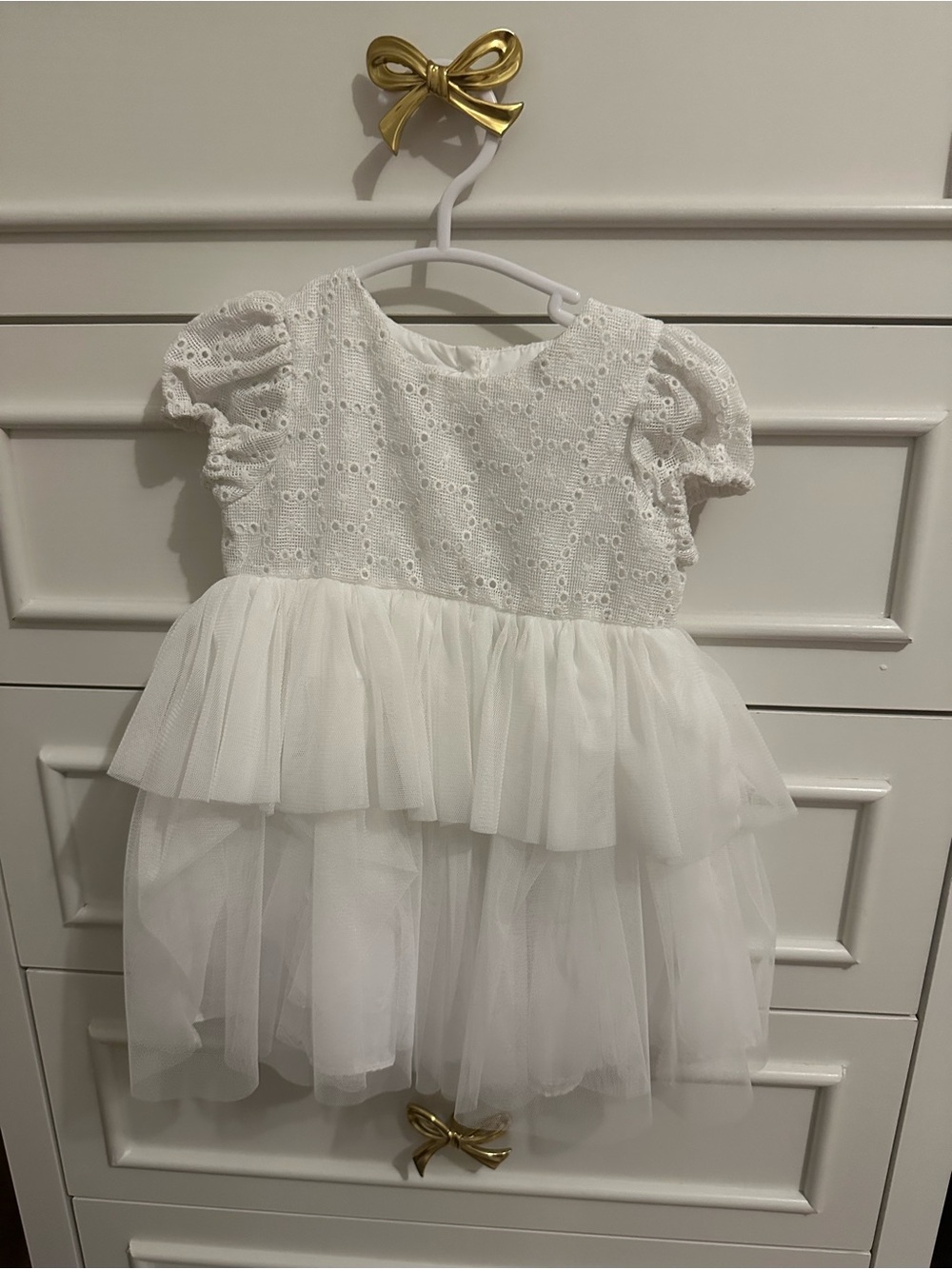 Nordstrom Baby White Eyelet Lace Tulle Dress 6M Special Occasion